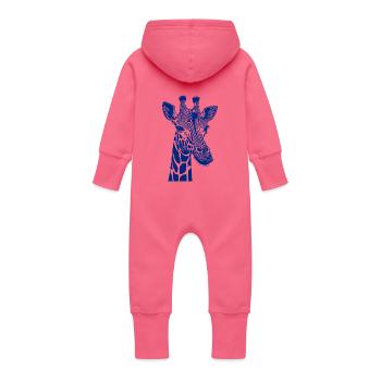 Pop Art Giraffe - Baby Organic Sweat Overalls With Hood - fuchsia - Back