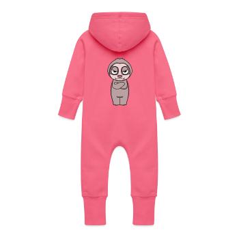 Sloth annoyed - Baby Organic Sweat Overalls With Hood - fuchsia - Back