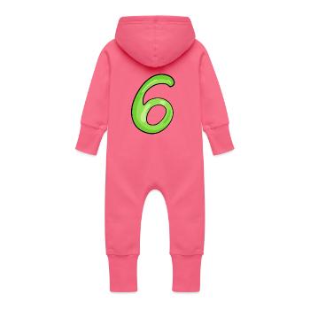6 - Baby Organic Sweat Overalls With Hood - fuchsia - Back