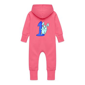 1 an 1 cadeau d’anniversaire - Grenouillère à capuche bio en molleton Bébé - fuchsia - Dos
