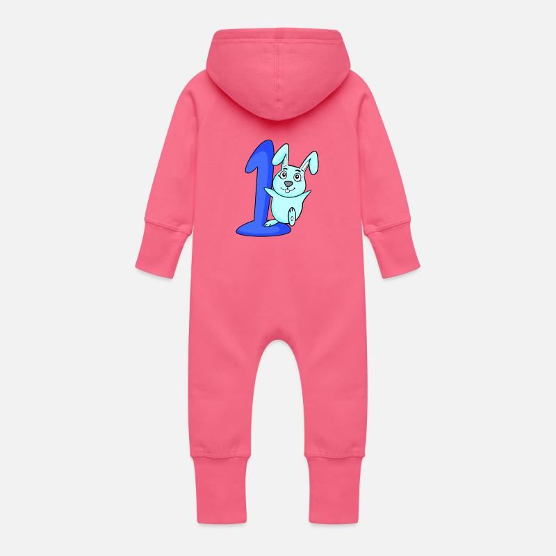 1 an 1 cadeau d’anniversaire - Grenouillère à capuche bio en molleton Bébé - fuchsia