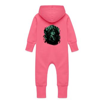 Nature Forest Shaman Shaman Nature Lovers - Baby Organic Sweat Overalls With Hood - fuchsia - Back