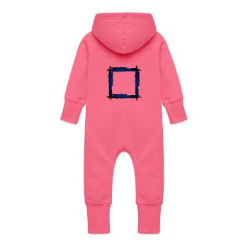 Cadre carré - Grenouillère à capuche bio en molleton Bébé - fuchsia - Dos