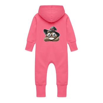 Witch Pile off Poo - Baby Organic Sweat Overalls With Hood - fuchsia - Back