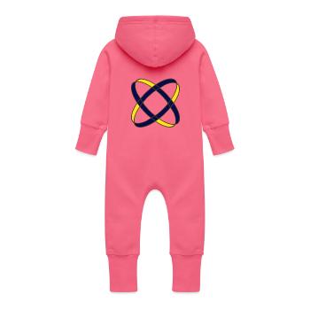 Deux anneaux - Grenouillère à capuche bio en molleton Bébé - fuchsia - Dos
