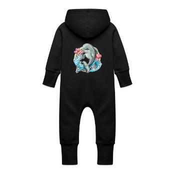 Delfin - Baby Bio Sweat Overall mit Kapuze - Vanille-Milchshake - Hinten