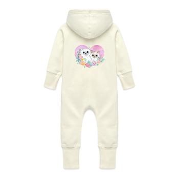Amour des chats - Grenouillère à capuche bio en molleton Bébé - vanille - Dos
