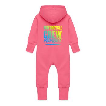 Equipaggio motociclistico - Tutina con cappuccio felpata ecologica per neonato - fucsia - Retro