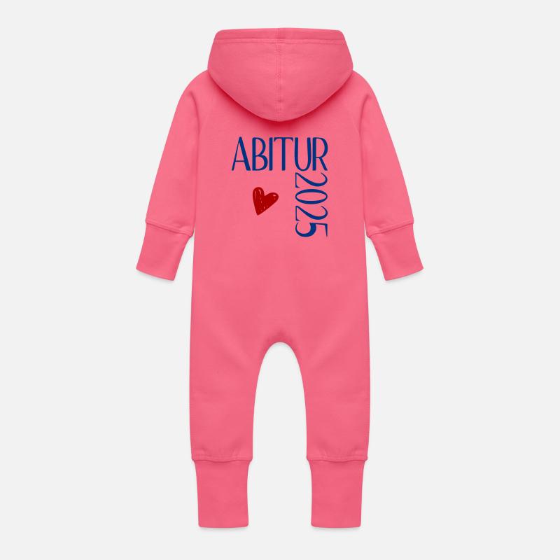 Abitur 2025 avec cœur - Grenouillère à capuche bio en molleton Bébé - fuchsia