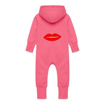 Kissing Lips Rouge à lèvres Lèvres - Grenouillère à capuche bio en molleton Bébé - fuchsia - Dos
