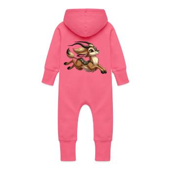 Antelope girl running - Baby Organic Sweat Overalls With Hood - fuchsia - Back