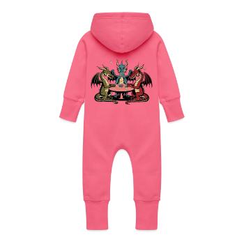 Dragons cartes à jouer - Grenouillère à capuche bio en molleton Bébé - fuchsia - Dos