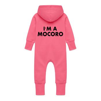 I'm a mocoro - Grenouillère à capuche bio en molleton Bébé - fuchsia - Dos