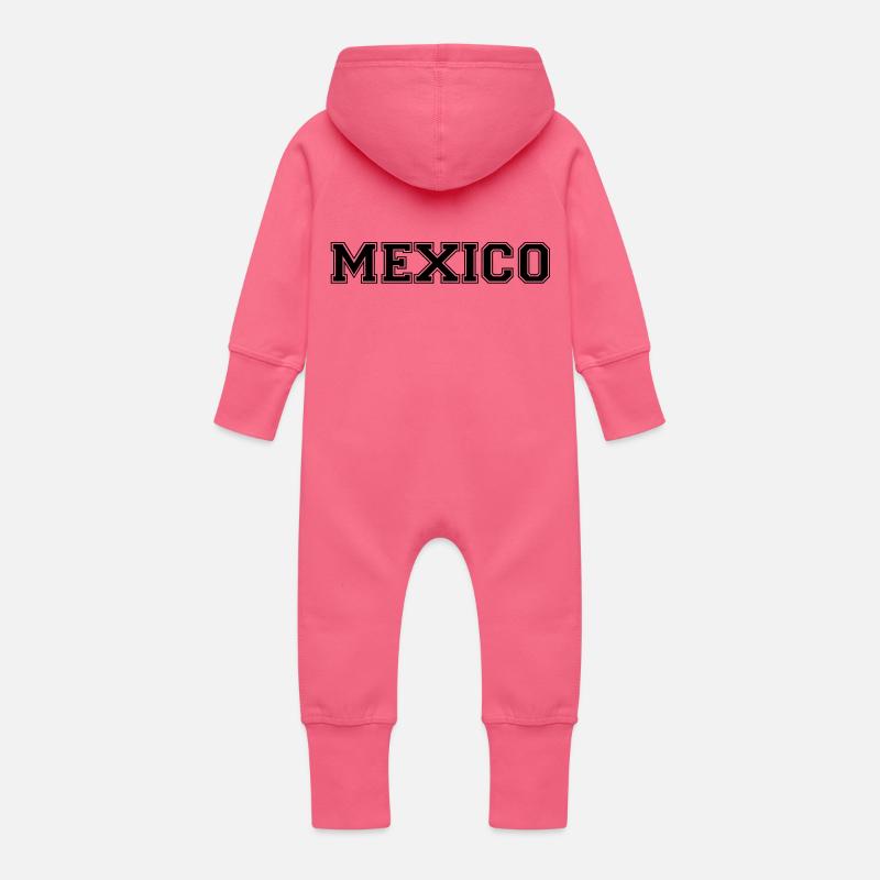 mexico - Grenouillère à capuche bio en molleton Bébé - fuchsia