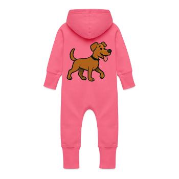 chien - Grenouillère à capuche bio en molleton Bébé - fuchsia - Dos