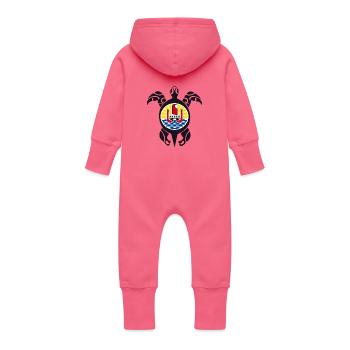 tahiti symbol - Grenouillère à capuche bio en molleton Bébé - fuchsia - Dos