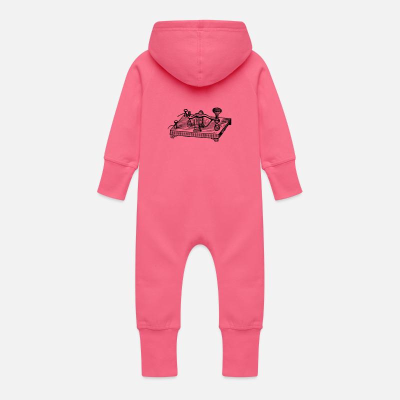 Vintage Morsecode Gerät, Retro Kommunikation - Baby Bio Sweat Overall mit Kapuze - Fuchsia