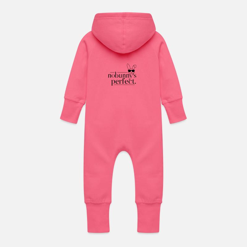 Lapin « Nobunny is Perfect » Drôle - Grenouillère à capuche bio en molleton Bébé - fuchsia