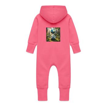 Unsere Zeit läuft! (B) - Baby Bio Sweat Overall mit Kapuze - Fuchsia - Hinten