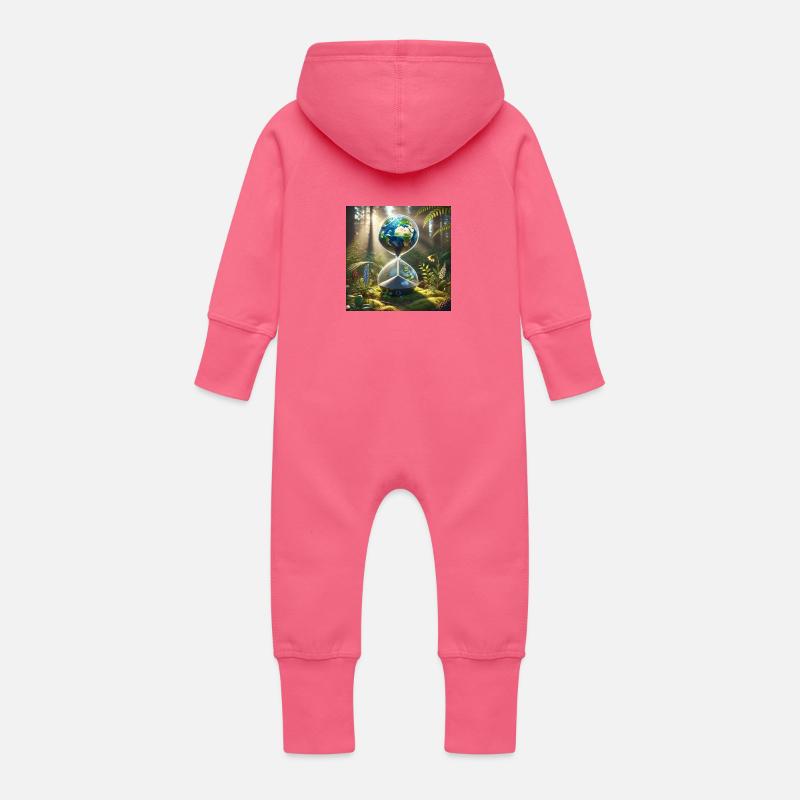 Notre temps presse ! (B) - Grenouillère à capuche bio en molleton Bébé - fuchsia