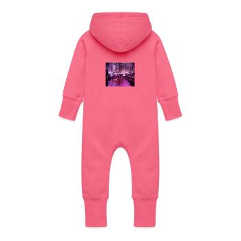 Ville futuriste - Grenouillère à capuche bio en molleton Bébé - fuchsia - Dos