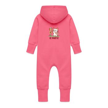 Bee Pawsitive - Baby Organic Sweat Overalls With Hood - fuchsia - Back