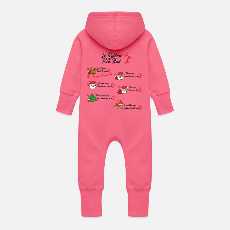 Père Noel Rythme hohoho - Grenouillère à capuche bio en molleton Bébé - fuchsia