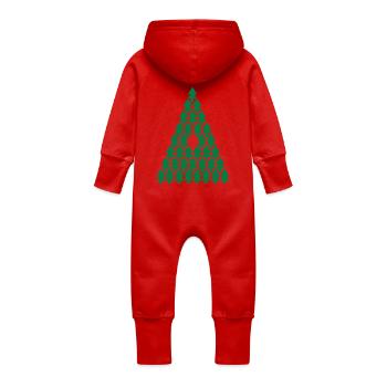 Tannenbaum Tannenbäume Weihnachtsbaum Bäume - Baby Bio Sweat Overall mit Kapuze - Rot - Hinten