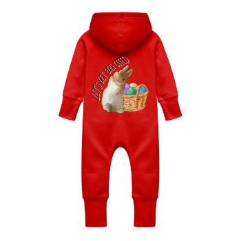 Ostern Eiersuche süßer Hase mit Korb bunte Eier - Baby Bio Sweat Overall mit Kapuze - Rot - Hinten