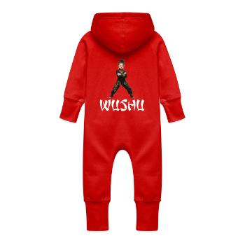 Fier combattant de Wushu avec motif de dragon - Grenouillère à capuche bio en molleton Bébé - rouge - Dos