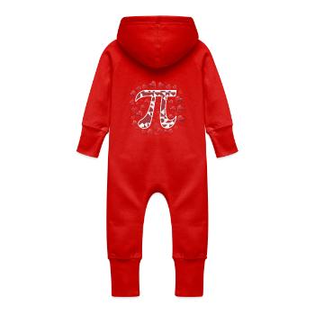 Pi Symbol Umgeben Von Herzen Für - Baby Bio Sweat Overall mit Kapuze - Rot - Hinten