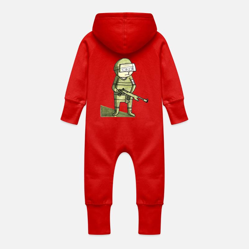 petit soldat - Grenouillère à capuche bio en molleton Bébé - rouge