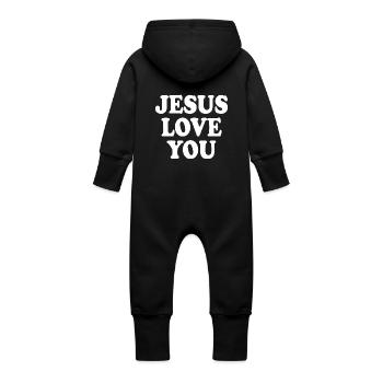 Jesus love you - Grenouillère à capuche bio en molleton Bébé - vanille - Dos