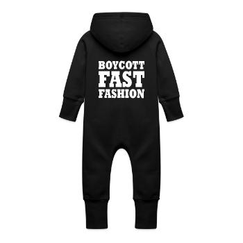 Boycott fast fashion - Grenouillère à capuche bio en molleton Bébé - vanille - Dos