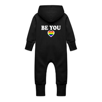 Be you - Baby Organic Sweat Overalls With Hood - vanilla - Back
