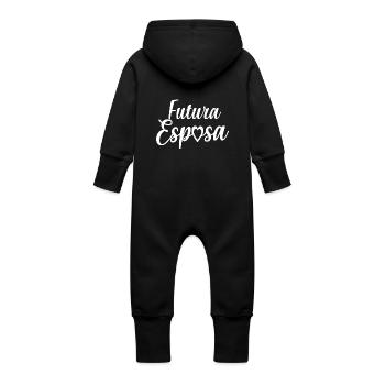 Futura Esposa Engagement Bridal Shower Wedding - Baby Organic Sweat Overalls With Hood - vanilla - Back