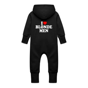 I love blonde men - Grenouillère à capuche bio en molleton Bébé - vanille - Dos
