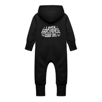 i have storm anxiety might throw up - Baby Organic Sweat Overalls With Hood - vanilla - Back