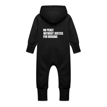 No peace without justice for ukraine - Baby Organic Sweat Overalls With Hood - vanilla - Back