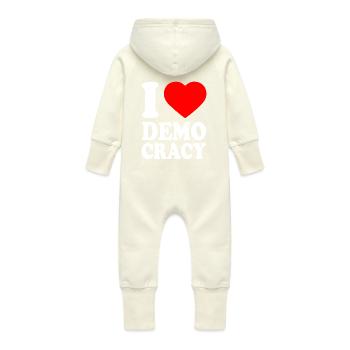 I love democracy - Baby Bio Sweat Overall mit Kapuze - Vanille-Milchshake - Hinten