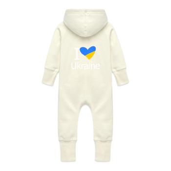 Ukraine - Grenouillère à capuche bio en molleton Bébé - vanille - Dos
