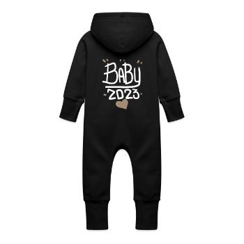 Schwangerschaft Schwanger Baby 2023 - Baby Bio Sweat Overall mit Kapuze - Vanille-Milchshake - Hinten
