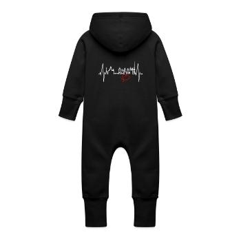 Prague Skyline Heartbeat Czech Republic Heart Love Praha - Baby Organic Sweat Overalls With Hood - vanilla - Back