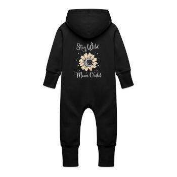 Stay Wild Moon Child Moon Stars - Baby Organic Sweat Overalls With Hood - vanilla - Back