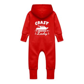 Båd - Økologisk sweatshirt-overall med hætte til baby - rød - Bagpå