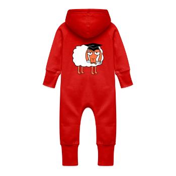 Sheep School Certificate College Graduation Abi Students - Baby Organic Sweat Overalls With Hood - red - Back
