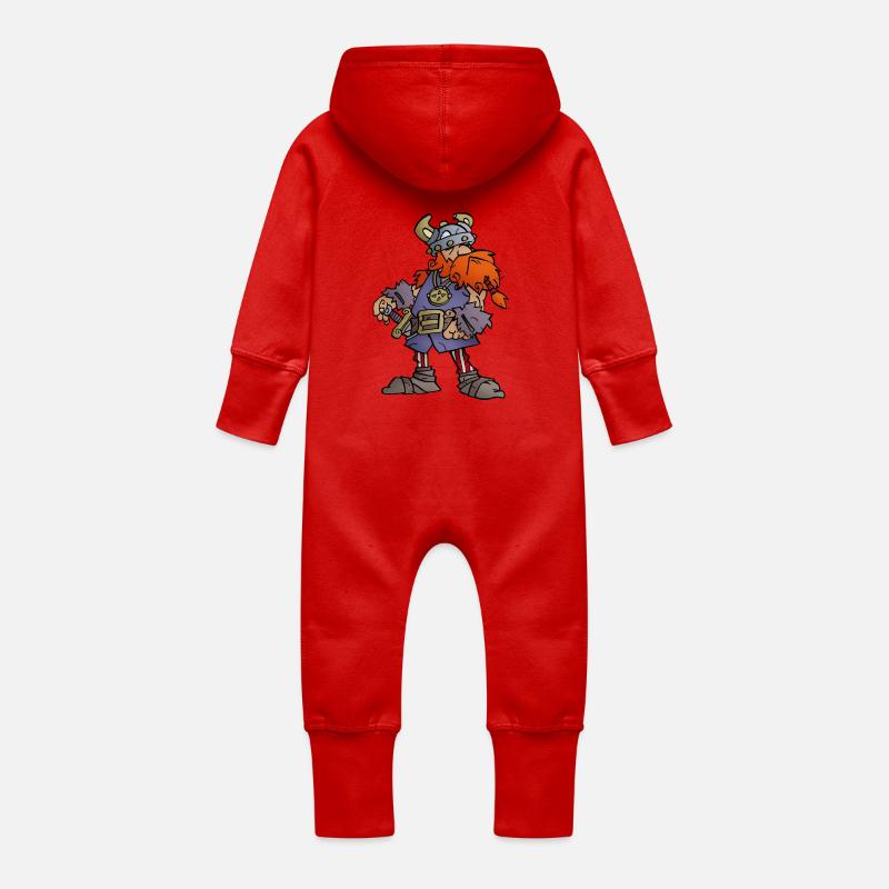 Wikinger Rollo - Baby Bio Sweat Overall mit Kapuze - Rot