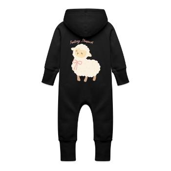 Ein Schäflein. - Baby Bio Sweat Overall mit Kapuze - Schwarz - Hinten