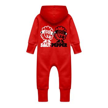 Sel et poivre - Grenouillère à capuche bio en molleton Bébé - rouge - Dos