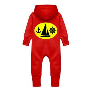 Sail - Baby Organic Sweat Overalls With Hood - red - Back
